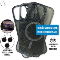 Capa iPhone 16 Pro Max - Stand Glitter Magsafe Graphite Black